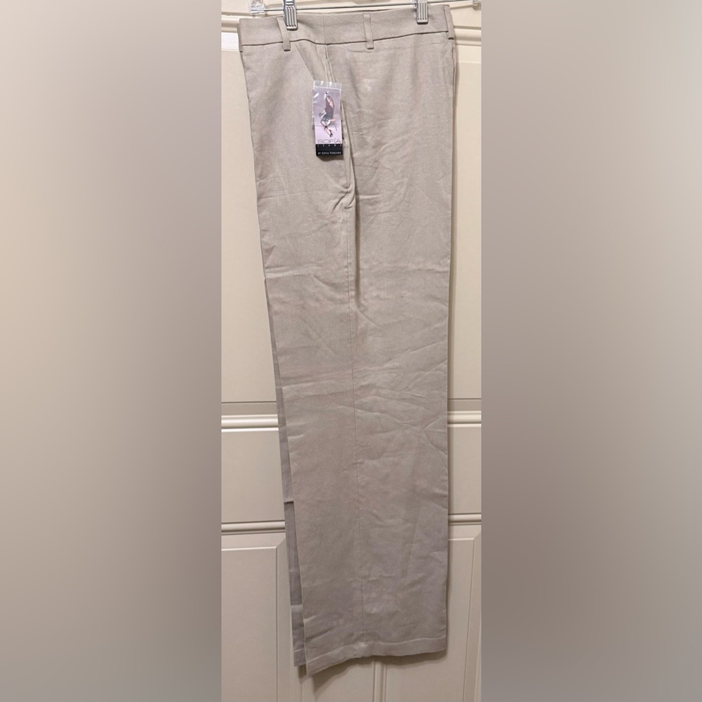 Sofia Jeans by Sofia Vergara Linen Wide Leg Pant in Khaki Size 6